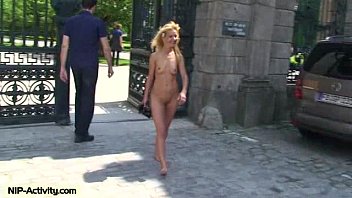 Hot blonde naked in public
